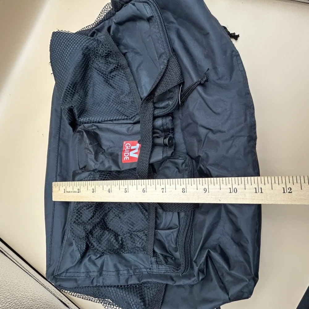TV Guide Vintage Black Nylon Duffel Bag Travel Gym Carry On Media Promo
